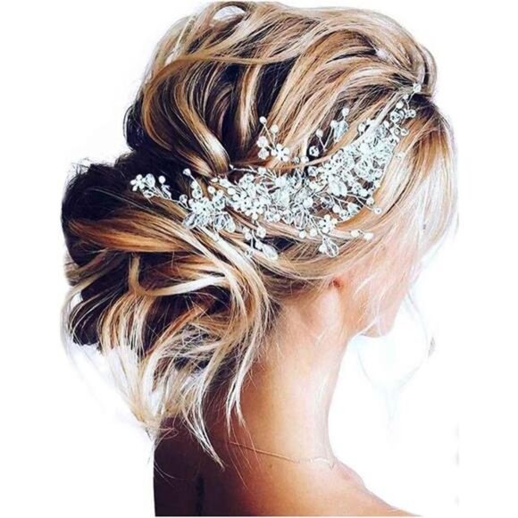 Bride Flower Wedding Hair Vine Crystal Bridal Hair Piece Rhinestone Party - Picture 1 of 7